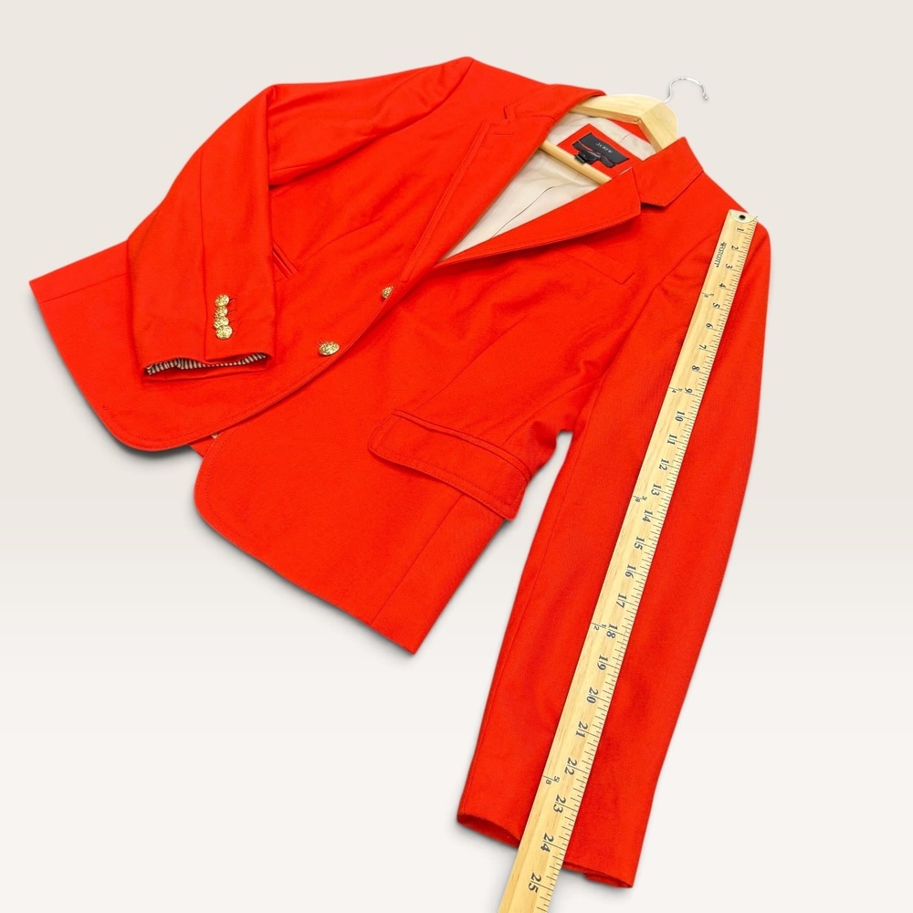 J.Crew Schoolboy Red Wool Blazer Gold Crest Buttons Size 12 - Picture 10 of 10